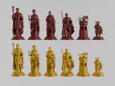 Roma Julio Cesar Historic Chess Set with Collection Box Free 3D print model