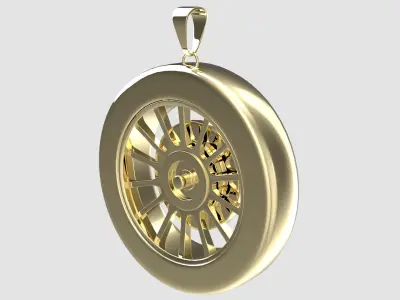 Sports Car Wheel Pendant 3D model