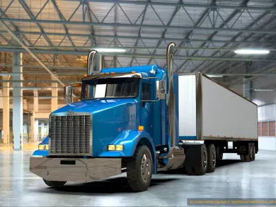  semi truck heavy duty american design low poly Low-poly 3D model