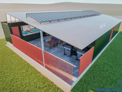 Container House Bar Low-poly 3D model