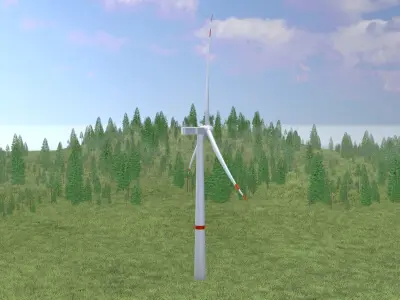 Wind turbine V1 H-115 DR-172 m Low-poly 3D model
