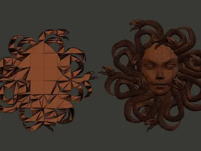 medusagirl medusa head with snakes 3D print model