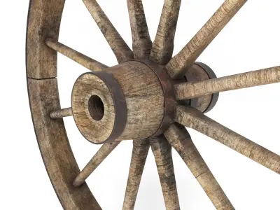 wooden wheel Rusty 3D model Low-poly 3D model