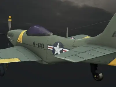 P-51 Mustang Hand-Painted Low-poly 3D model