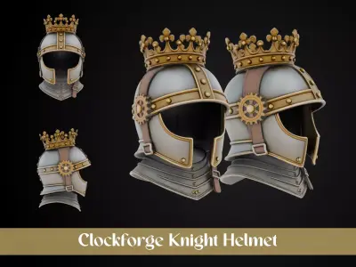 Stylized Steampunk Helmet - Clockforge Knight Free 3D print model