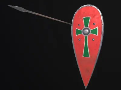 shield with cross Low-poly 3D model