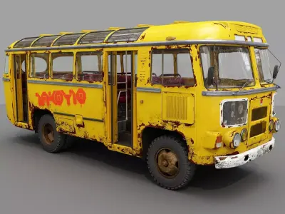 Bus PAZ - 672 Low-poly 3D model