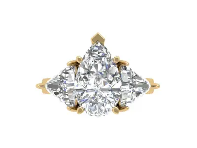 Pear 3 Stone Bridal Ring 3D print model purchase
