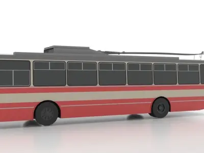 Trolleybus Skoda-14Tr Low Low-poly 3D model