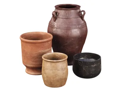 Outdoor Decorative Vases set V2  3D model