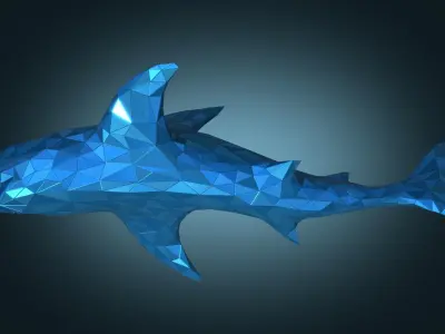 Stylized Shark Figure Low-poly 3D model
