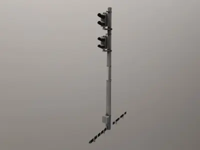 Railway traffic light and stop signs Low-poly 3D model