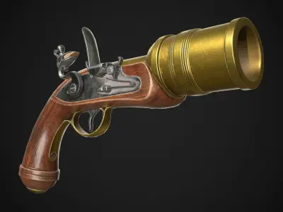 Flintlock Grenade Launcher 01 Classic Low-poly 3D model