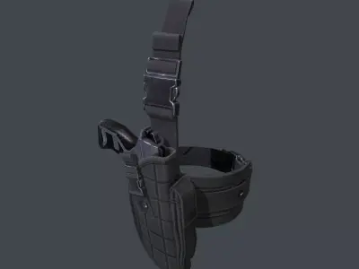 Holster With Gun Low-poly 3D model