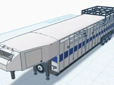 Gooseneck Livestock Trailer - Modular 3D Print Model STL OBJ FBX 3D print model