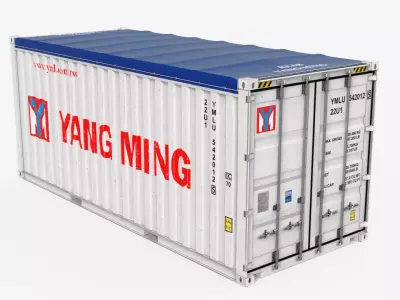 20ft Yang Ming Open Top shipping Container 3D model