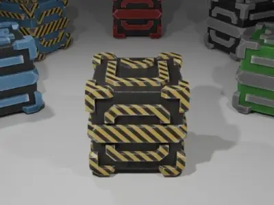 Low Poly Sci-fi Cube Crate Low-poly 3D model