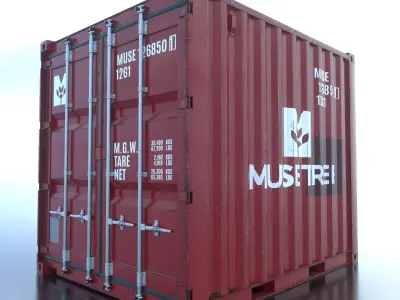 Shipping Container 10ft Rigged Low-poly 3D model