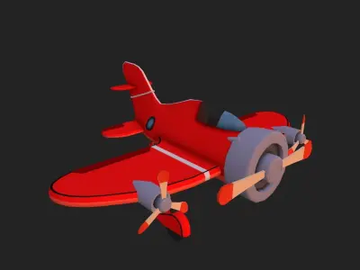 Cartoon low-poly airplane Low-poly 3D model