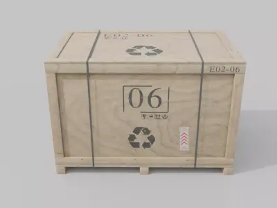 Rectangular Wooden Crate - Customizable Shipping Box Low-poly 3D model