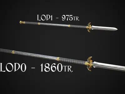 Spear and Glaive A2 Low-poly 3D model