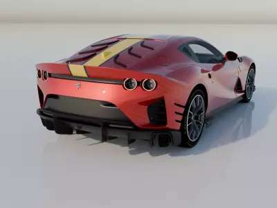 Ferrari 812 Competizione 2021 High Detail Game Ready Cinematic Low-poly 3D model