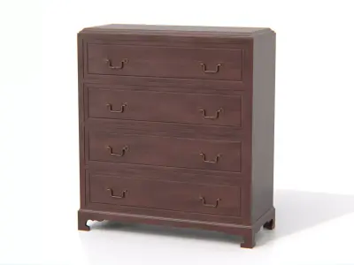 Antique Wooden Chest of Drawers Low-poly 3D model