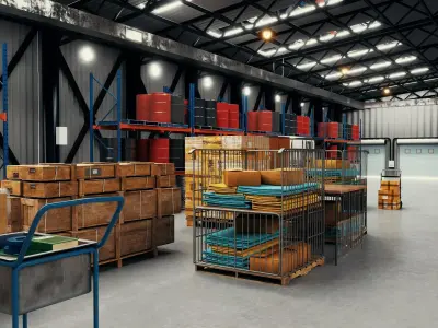 Industrial Warehouse And Logistics Distribution Center 3D model
