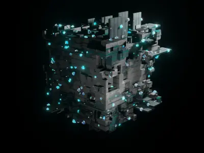 Glowing Sci-Fi Cube Low-poly 3D model