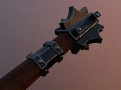 Medieval mace Low-poly 3D model 5