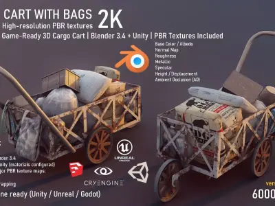 Cargo Cart Low-poly 3D model