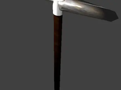 pickaxe metal axe with wooden handle 3D model