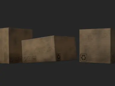 Dirty Cartoon Boxes Low Poly Low-poly 3D model