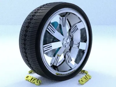 ORTAS CAR RIM 8 GAME READY RIM TIRE AND DISC 3D model