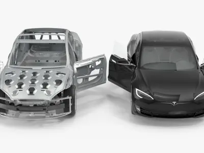 Tesla Model S and Frame Rigged Collection 3D model