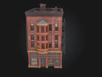 Stone Bakery Building Model  A Rustic Culinary Haven 3D model