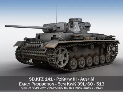 PzKpfw III - Panzer 3 - Ausf M - 513 3D model