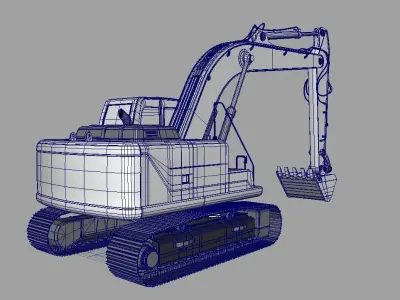 forkcrane orange excavator 3D model