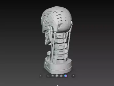 Biomechanical Skull Endoskeleton Mecha Head Sculpture STL V2 3D print model