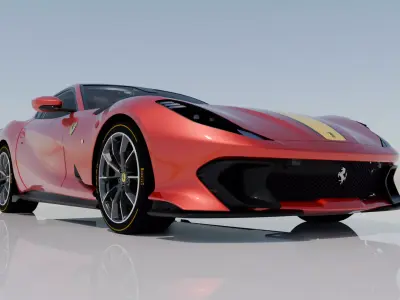Ferrari 812 Competizione 2021 High Detail Game Ready Cinematic Low-poly 3D model