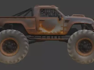 Rusted Iron Bull Monster Truck Low-poly 3D model