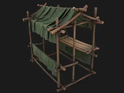 Market Stall Military Tent Low-poly 3D model