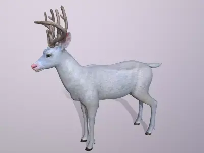 White deer Low-poly 3D model
