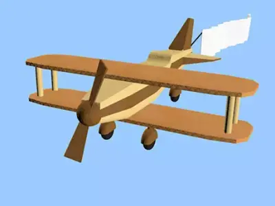 Origami Animated Cartoon Plane 3D model