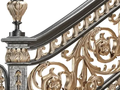 classical staircase Low-poly 3D model