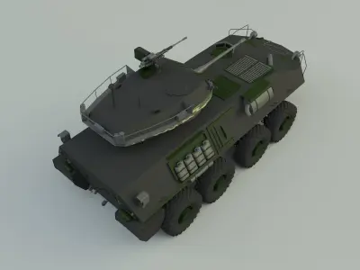 Military vehicle with LAV-25 tires 3D model