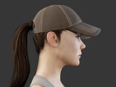 Female Soldier Low-poly 3D model 2