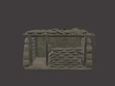 Sack Barricade Low-poly 3D model
