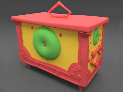 Set of cartoonish chests ancient antique stylized retro Low-poly 3D model