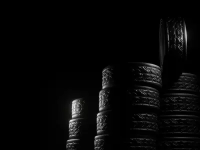 Tire pack and rim 3D Low-poly 3D model
